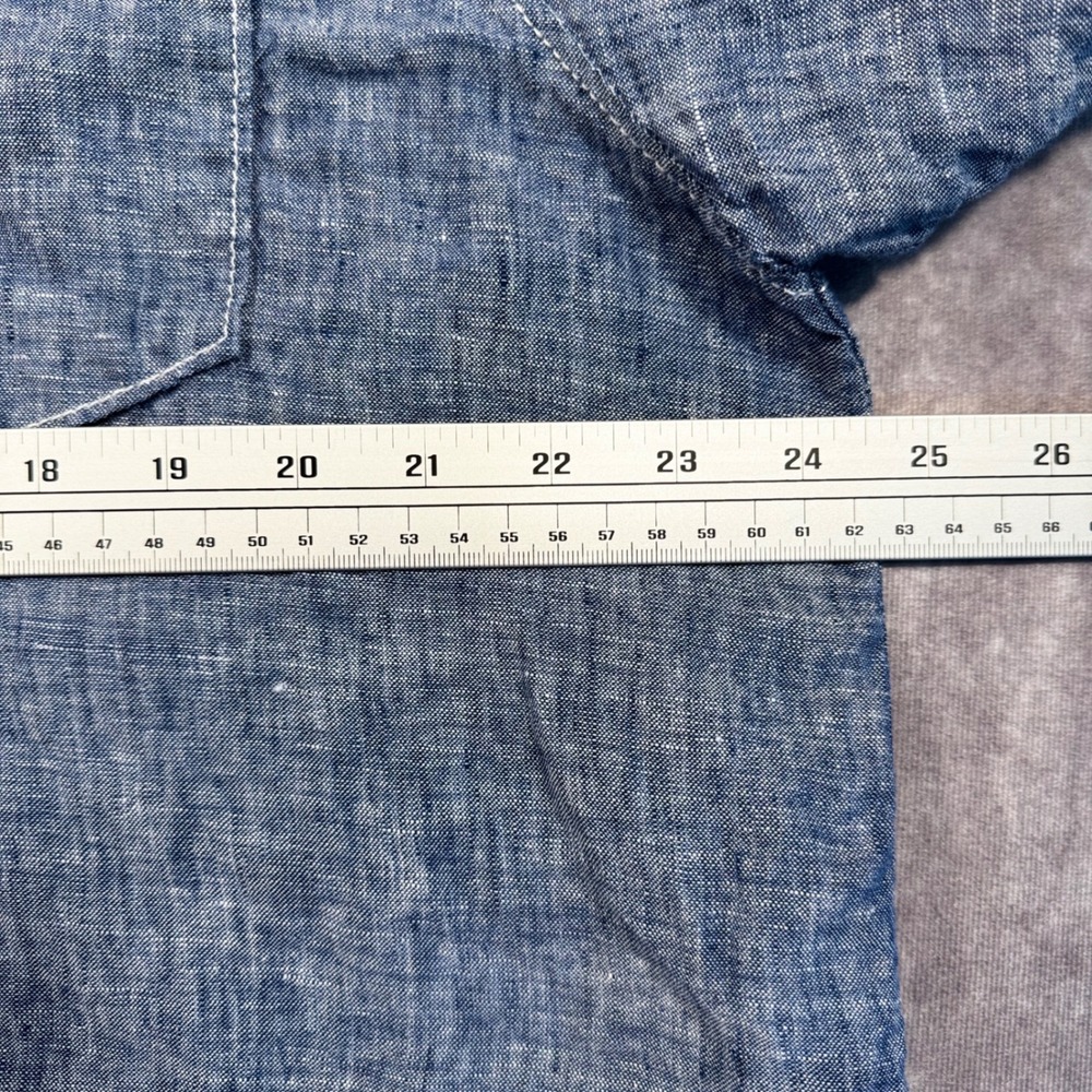 Tommy Bahama Mens XL Blue 100% Linen Short Sleeve Button Down Shirt Marlin Logo - Picture 7 of 9